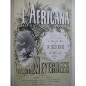 MEYERBEER Giacomo L'Africana Opéra en italien Chant Piano ca1865
