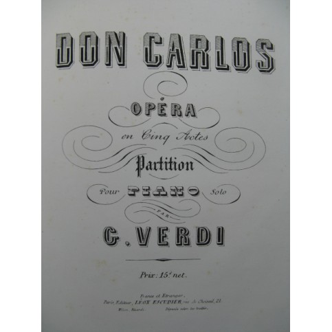 DONIZETTI Elisire d'Amore VERDI Il Trovatore Don Carlos Piano solo ca1850