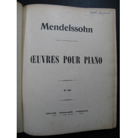 MENDELSSOHN Œuvres pour Piano Relié