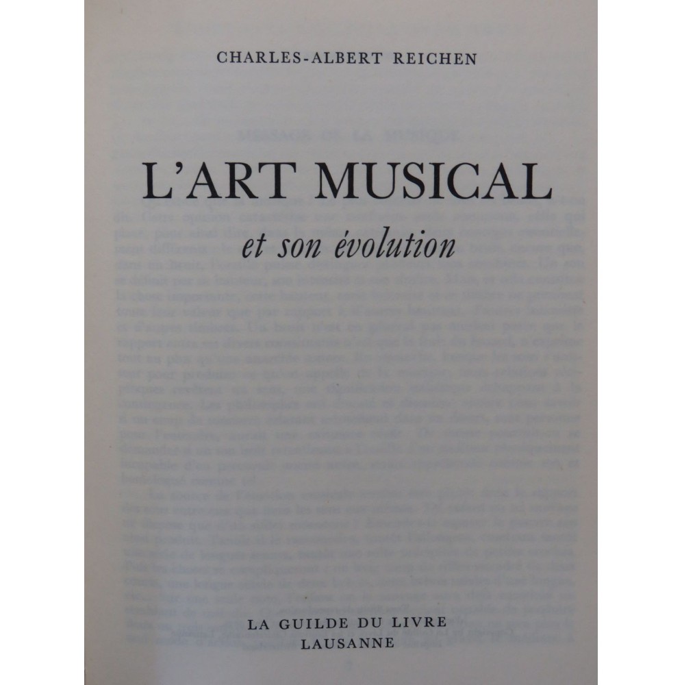 REICHEN Charles-Albert L'Art Musical et son évolution 1956