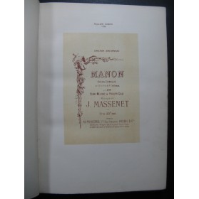 MASSENET Jules Manon Opéra Chant Piano XIXe