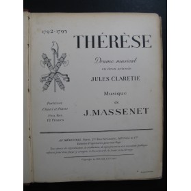 MASSENET Jules Thérèse Chant Piano 1907