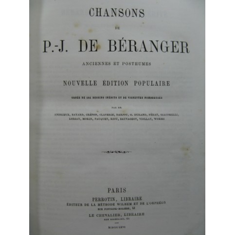 BÉRANGER Pierre-Jean de Chansons Anciennes et Posthumes 1866