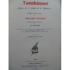 WAGNER Richard Tannhäuser Opéra Piano Chant ca1895