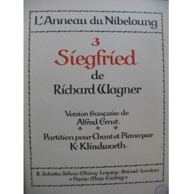 WAGNER Richard Siegfried Opéra Chant Piano 1902