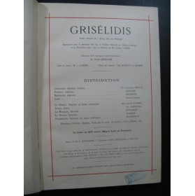 MASSENET Jules Grisélidis Opera Chant Piano 1901