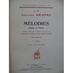 BRAHMS Johannes Mélodies 4 Vol Chant Piano