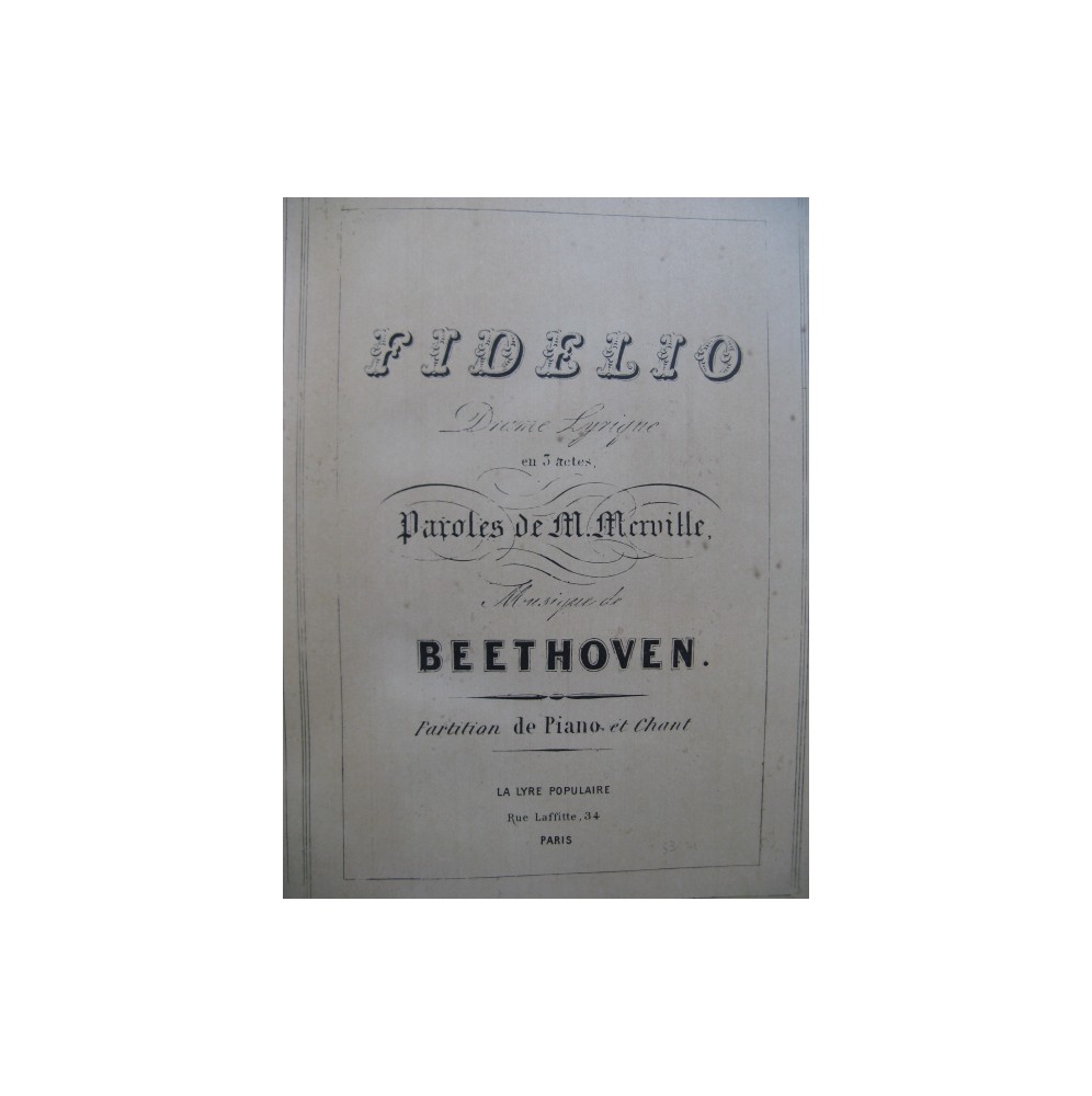BEETHOVEN Fidelio Opera Chant Piano XIXe