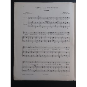 SAINT-SAËNS Camille Vive la France Chant Piano 1915