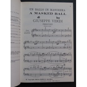 VERDI Giuseppe Un Ballo in Maschera Opéra Piano Chant 1969
