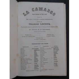 LECOCQ Charles La Camargo Opéra Chant Piano ca1878