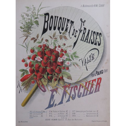 FISCHER Émile Bouquet de Fraises Piano ca1880