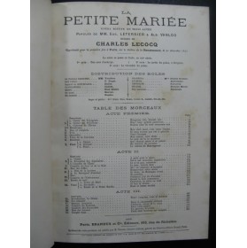 LECOCQ Charles La Petite Mariée Opera Chant Piano 1875