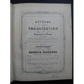 PANSERON Auguste Méthode de Vocalisation XIXe