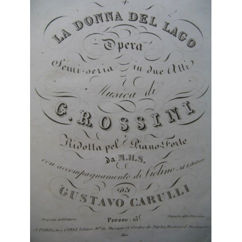 ROSSINI G. La Dona del Lago CIMAROSA Il Matrimonio Secreto Opera Piano ca1830