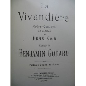 GODARD Benjamin La Vivandière Opera Chant Piano 1895