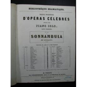 BELLINI Vincenzo La Sonnambula Piano solo ca1845