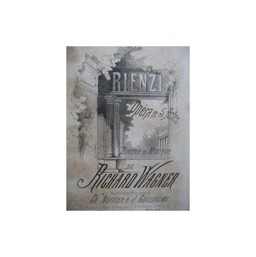 WAGNER Richard Rienzi Opera Chant Piano ca1870