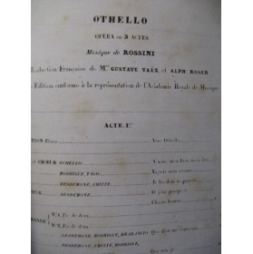 ROSSINI Gioachino Otello Opera Chant Piano ca1860