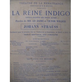 STRAUSS Johann La Reine Indigo Opera Chant Piano 1875