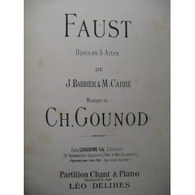 GOUNOD Charles Faust Piano Chant Opera XIXe