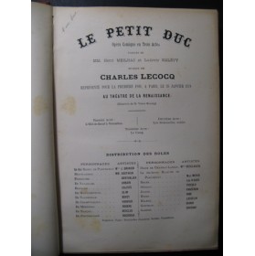LECOCQ Charles Le Petit Duc Opéra Chant Piano ca1890