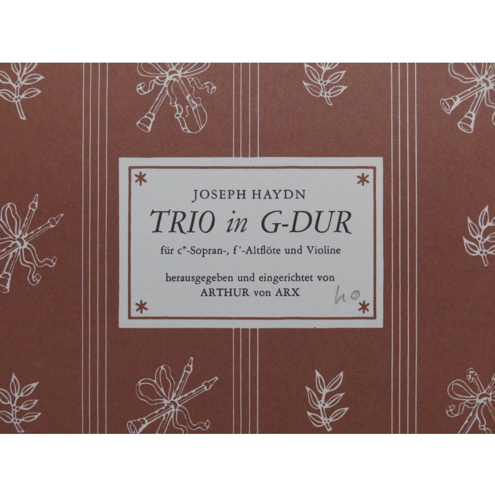 HAYDN Joseph Trio in G Dur Flûte Soprano et Alto Violon