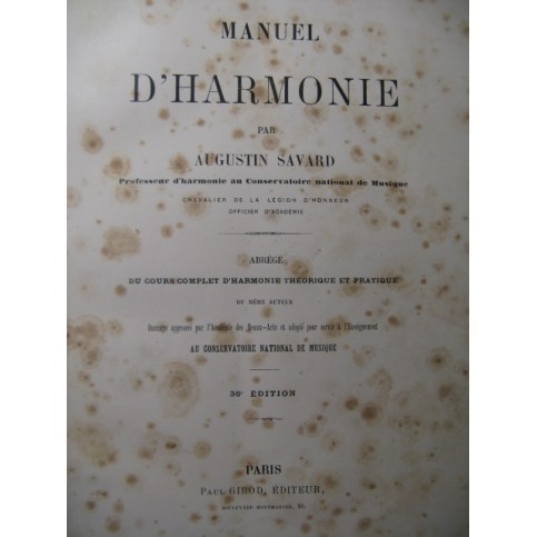 SAVARD Augustin Manuel d'Harmonie XIXe