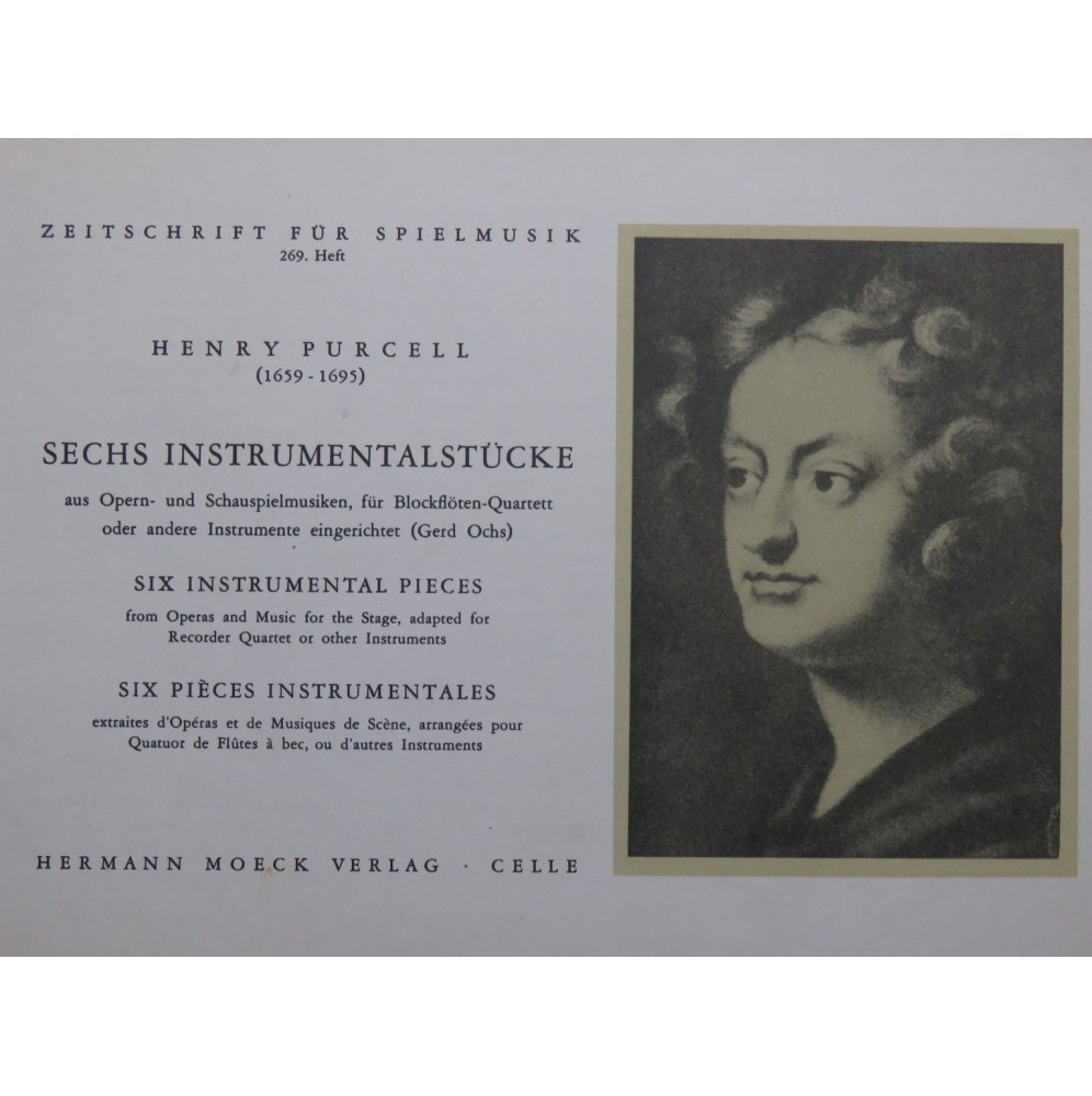 PURCELL Henry Sechs Instrumentalstücke Quatuor Flûtes à bec 1961