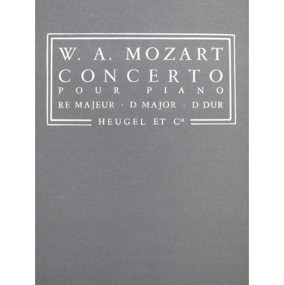 MOZART W. A. Concerto K 537 Piano Orchestre