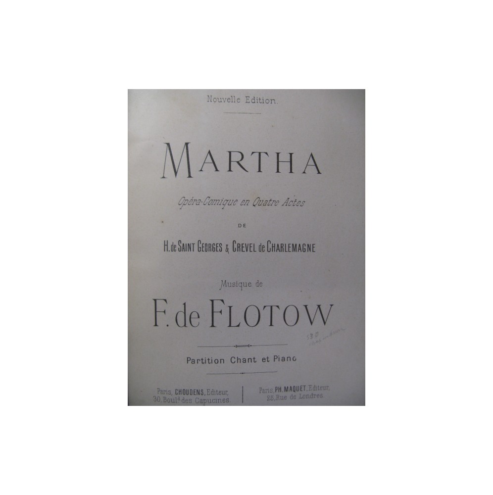 F. DE FLOTOW Martha Opéra XIXe