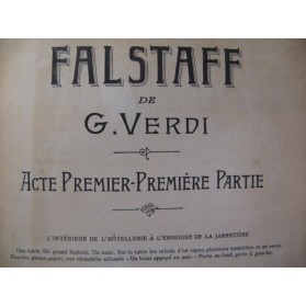 VERDI Giuseppe Falstaff Opera Chant Piano 1894