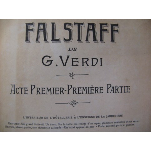 VERDI Giuseppe Falstaff Opera Chant Piano 1894