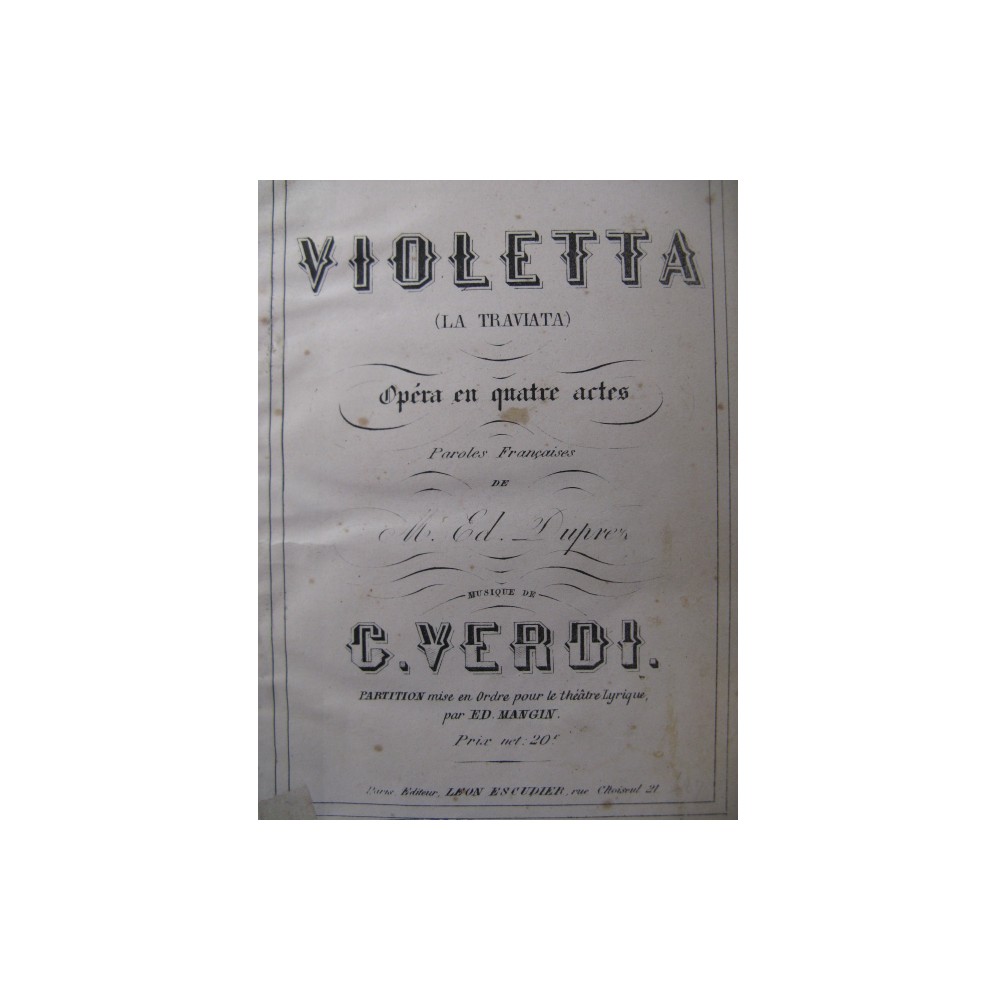 VERDI Giuseppe Violetta La Traviata Opera XIXe