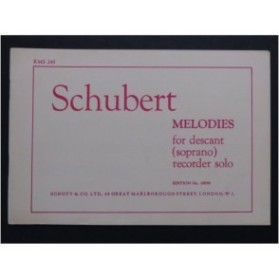 SCHUBERT Franz Mélodies for descant Recorder Flûte à bec 1952