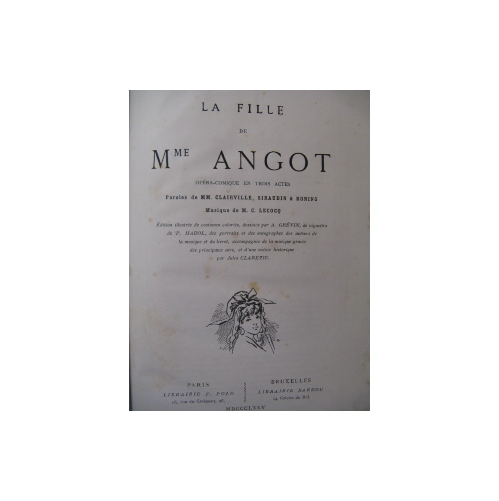LECOCQ Charles La Fille de Mme Angot Opera Illustré 1875