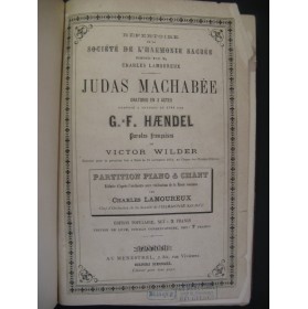 HAENDEL G. F. Judas Machabée Chant Piano XIXe