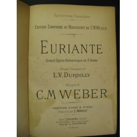 WEBER Euriante Opéra Chant Piano 1897