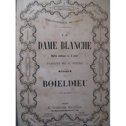 BOIELDIEU Adrien La Dame Blanche Opéra ca1855