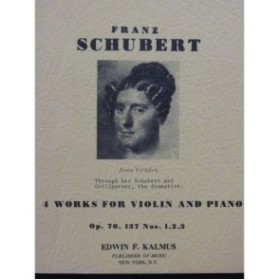 SCHUBERT Franz 4 Works op 70 et 137 Violon Piano