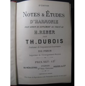 DUBOIS Théodore Notes et Etudes d'Harmonie XIXe