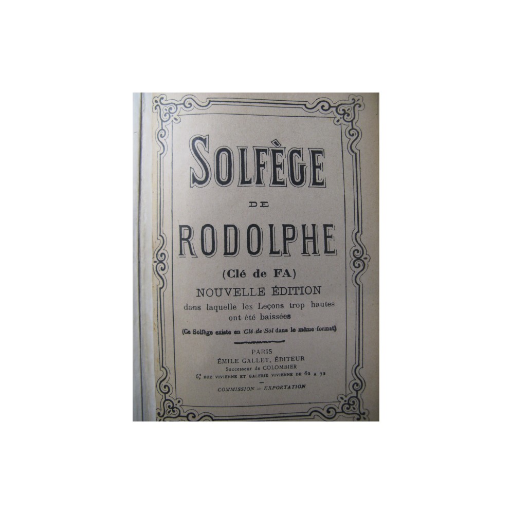 Solfège de Rodolphe Clé de Fa 1939