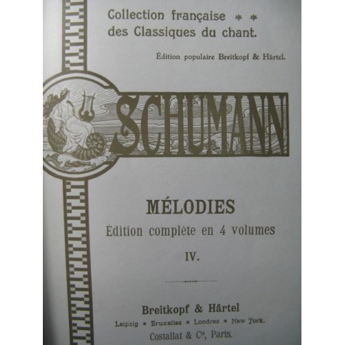 SCHUMANN Robert Mélodies Vol 4 Chant Piano