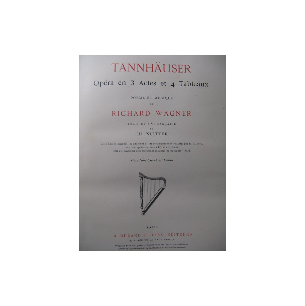 WAGNER Richard Tannhäuser Opéra 1895