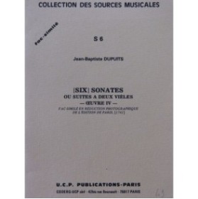 DUPUITS Jean-Baptiste Six Sonates ou Suite à deux Vièles