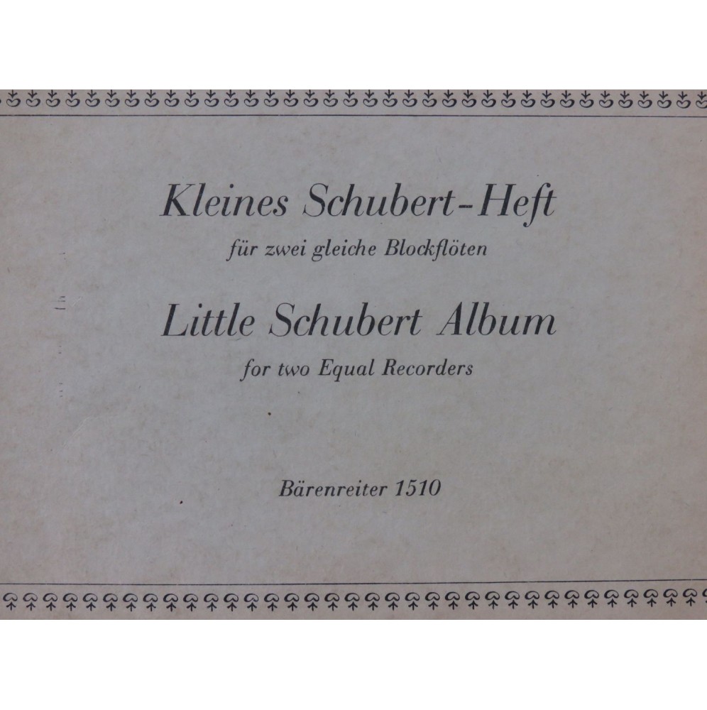 SCHUBERT Franz Little Schubert Album Pièces Flûtes à bec 1976