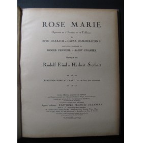 FRIML STOTHART Rose Marie Opérette Chant Piano 1927