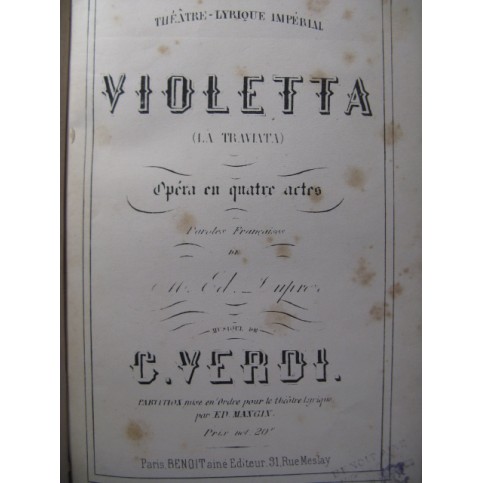 VERDI Giuseppe Violetta La Traviata Opera ca1870