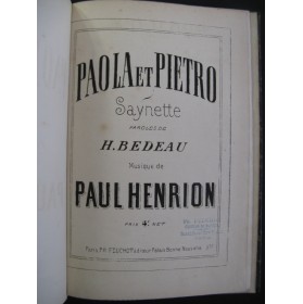 HENRION Paul Paola et Pietro Chant Piano XIXe