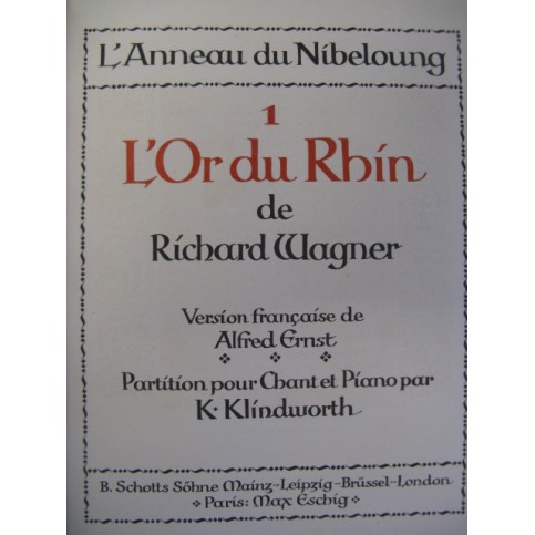 WAGNER Richard L'Or du Rhin Opéra 1894